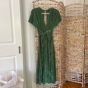Green velvet maxi dress